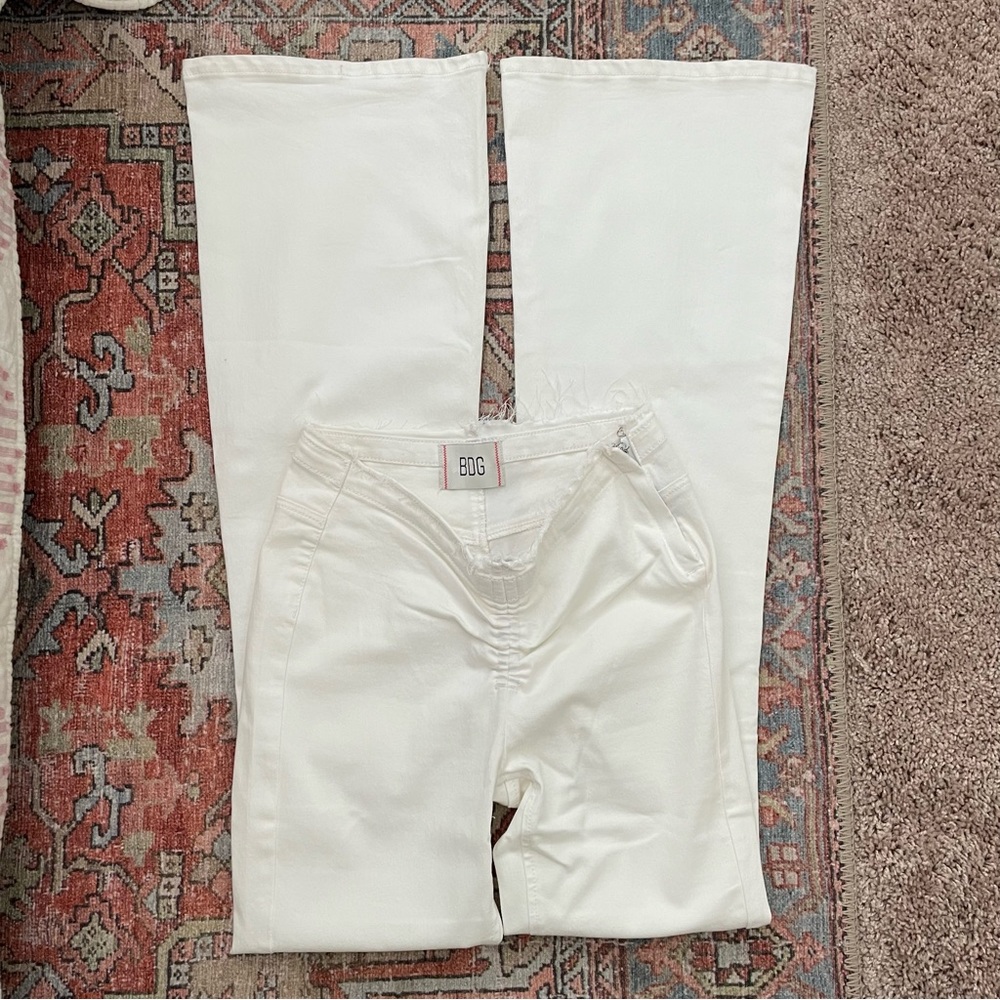 Urban Outfitters BDG Ruched Dipped V Hem Flare Jeans